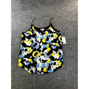 Bar III Women's Ssize Medium Navy  multi color  Sheer Lined Printed Scoop Neck C